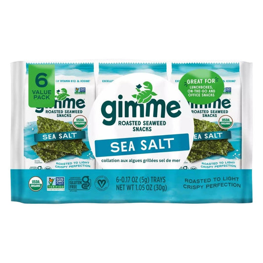 Gimme Health -  Organic Roasted Seaweed Snack 6Pk - Sea Salt 30G