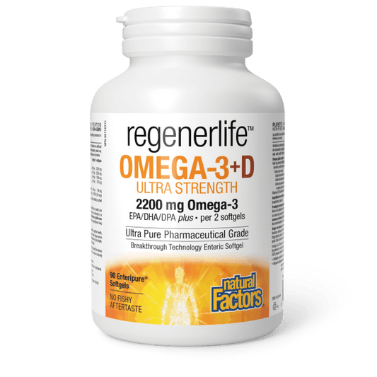 Natural Factors Omega-3+D Ultra Strength, RegenerLife 90ep sgls
