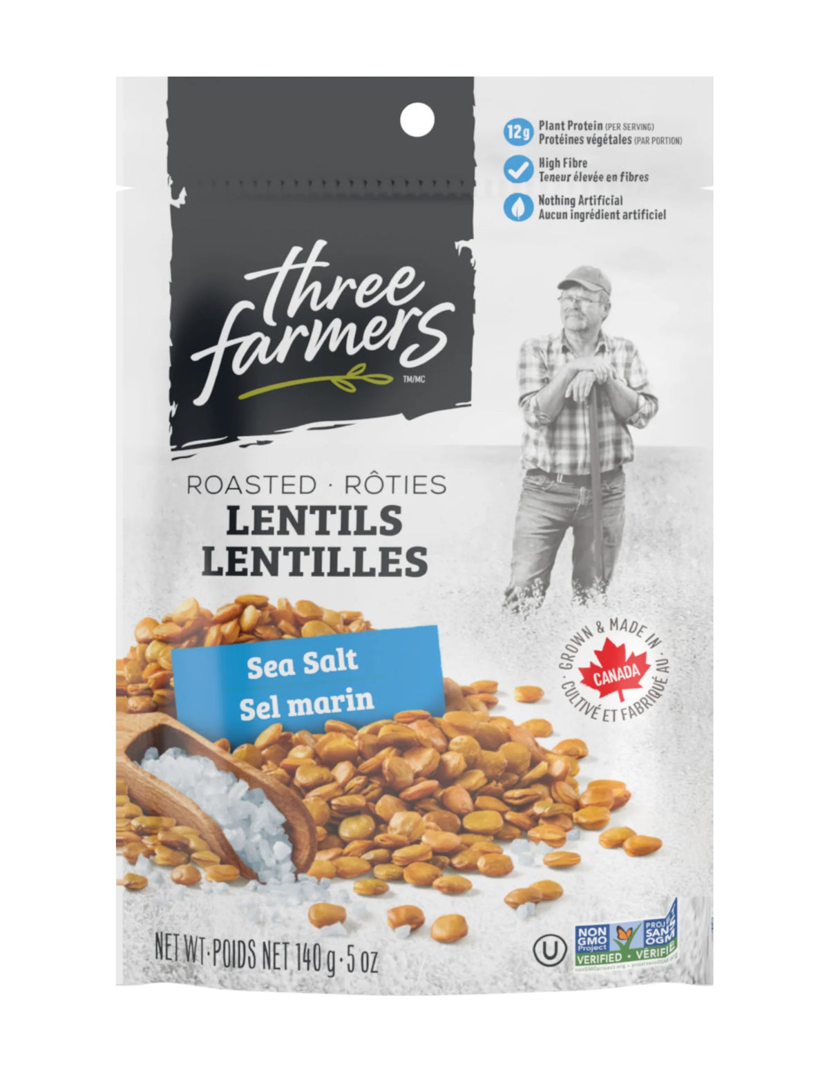 Three Farmers - Roasted Lentils - Sea Salt - 140g