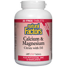 Natural Factors   Calcium & Magnesium Citrate with D3 Plus Potassium, Zinc & Manganese   210 tabstabs