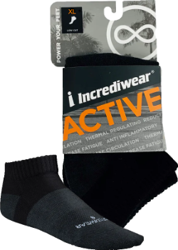 Incrediwear Active Socks Low Cut Colour: Black 
Clothing Size: Extra Large