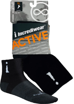 Incrediwear Active Socks Quarter Colour: Black 
Clothing Size: Extra Large