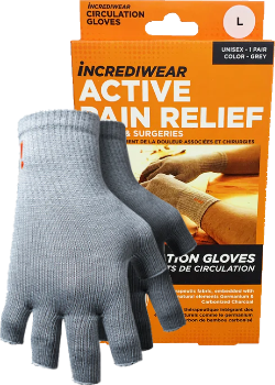 Incrediwear    Incrediwear Circulation Gloves Fingerless    Colour: Gray 
Clothing Size: Large    Each