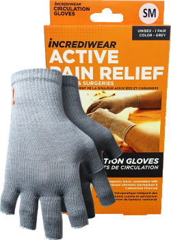 Incrediwear    Incrediwear Circulation Gloves Fingerless    Colour: Gray 
Clothing Size: Small    Each