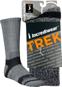 Incrediwear Trek Socks Crew Colour: Gray 
Clothing Size: Small
