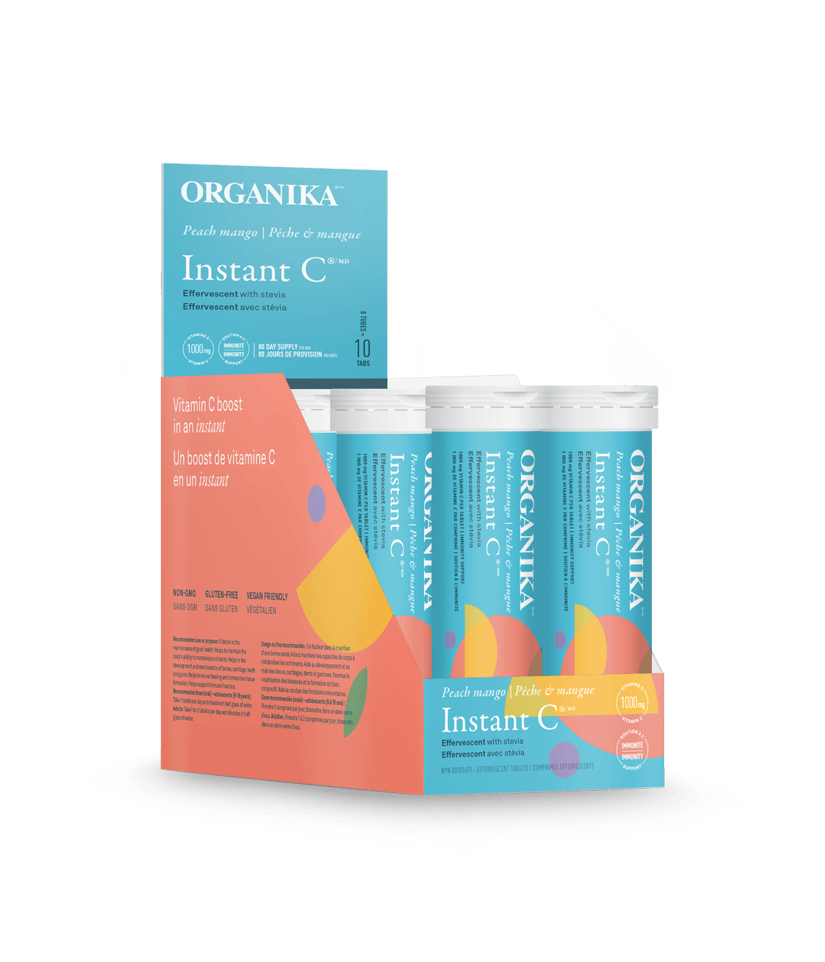 Organika   INSTANT VITAMIN C PEACH MANGO 1000MG 10TAB BOX8