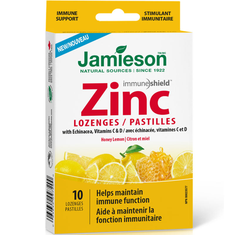 Jamieson Zinc Lozenges with Echinacea, Vitamins C and D Trial & Travel -  Honey Lemon 10-Lozenge