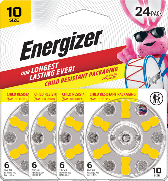 ENERGIZER BATTERIES HEAR AID YELLOW TAB #10 PK 24
