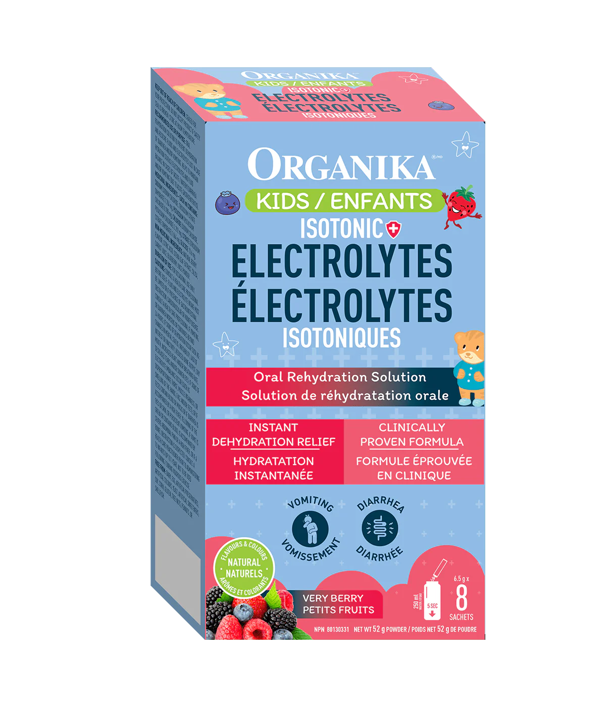 Organika   ELECTROLYTES STICK PACK ISOTONIC FOR KIDS VERY BERRY 6.5G DISPLAY BOX8