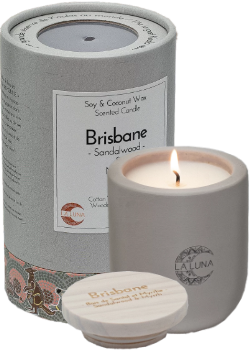 LA LUNA    Soy & Coconut Candles    LA LUNA    Soy & Coconut Candles    Brisbane Sandalwood Myrrh Cndl130g