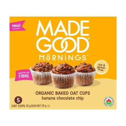 MADEGOOD  -  Banana Chocolate Chip Organic Baked Oat Cups    5ct