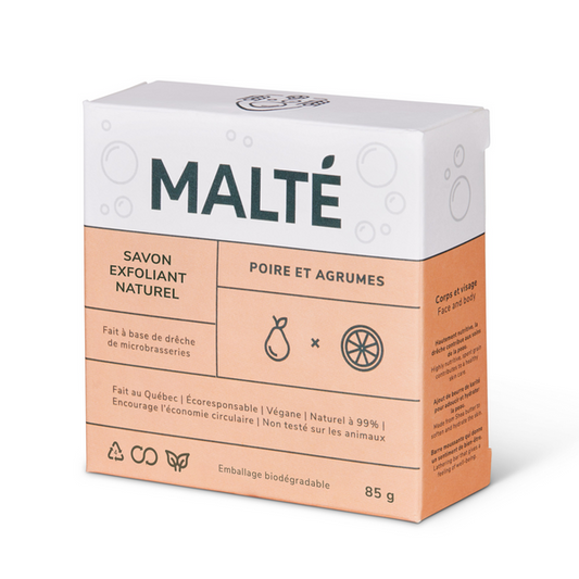 Malté   Exfoliating soap bar - Pear &Citrus 85g