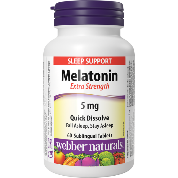 Webber Naturals - Melatonin Extra Strength Quick Dissolve 5 mg - 60 Sublingual Tablets