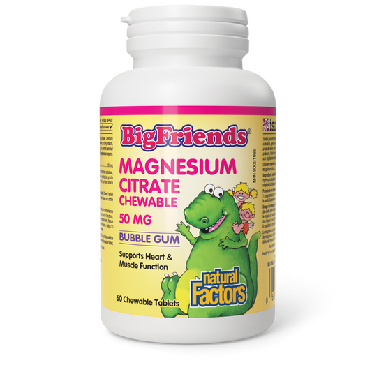 Natural Factors   Chewable Magnesium Citrate 50 mg, Bubble Gum, Big Friends   60chews