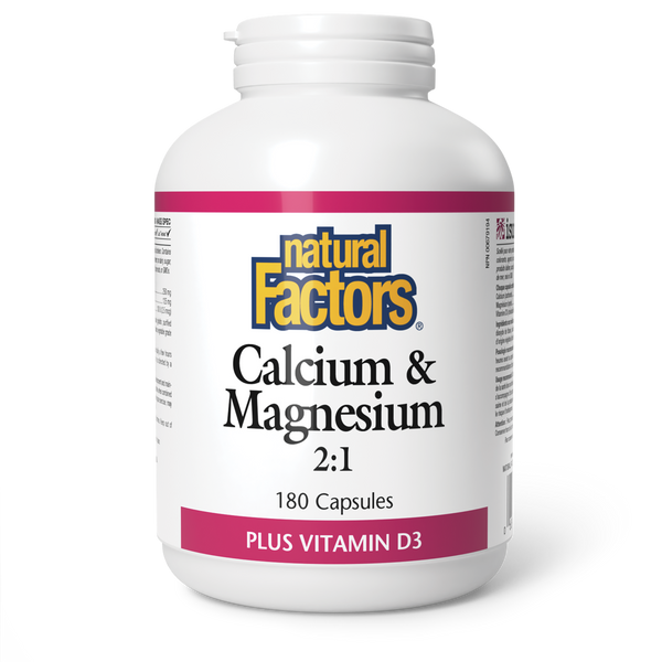 Natural Factors   Calcium & Magnesium 2:1 Plus Vitamin D3   180 capscaps