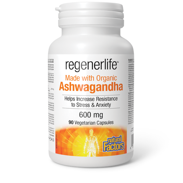 Natural Factors   Ashwagandha 600 mg, Regenerlife   90vcaps