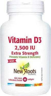 NEW ROOTS    Vitamin D3 2,500 IU · Extra Strength    60 softgels