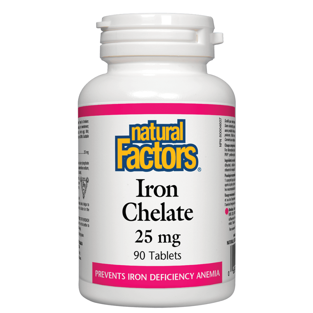 Natural Factors   Iron Chelate 25 mg   90 tabstabs