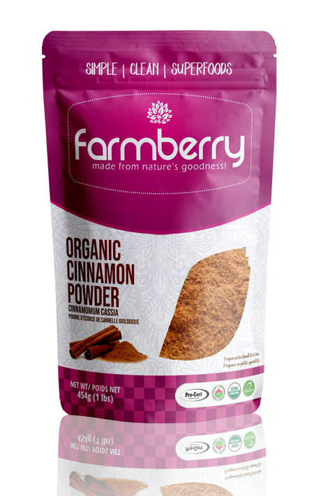 Farmberry    Farmberry Organic Powder    Flavour: Cinnamon 
Container Size: 230 g    Each