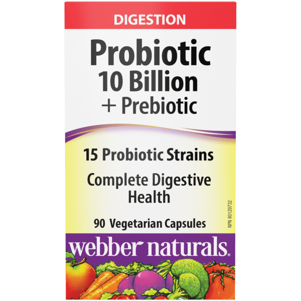 Webber Naturals - Probiotic 10 Billion + Prebiotic - 90 Vegetarian Capsules