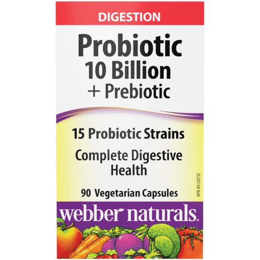 Webber Naturals - Probiotic 10 Billion + Prebiotic - 90 Vegetarian Capsules