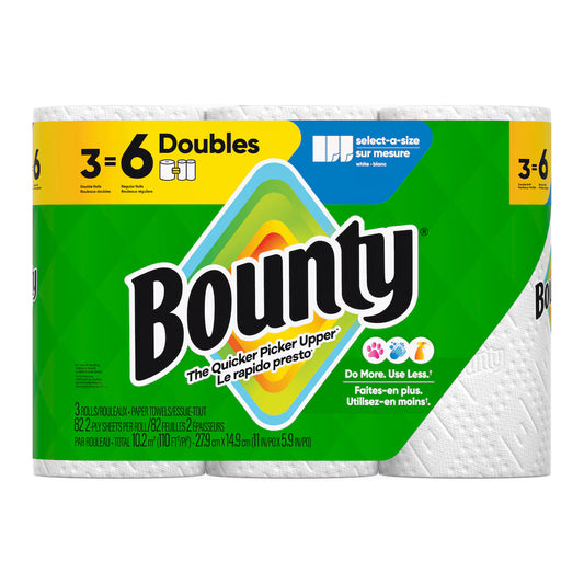 BOUNTY TOWEL DOUBLE SELECT-A-SIZE WHT 82SHT PK 3 pack of 8