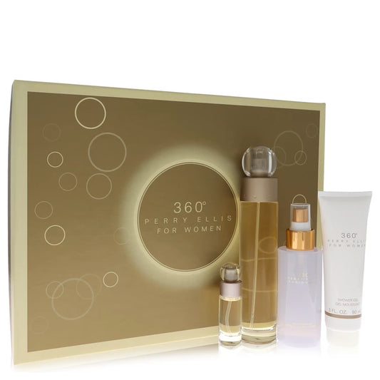 Perry Ellis    Women    Perry Ellis 360    -- Gift Set - 3.4 oz Eau De Toilette Spray + 4 oz Body Mist + 3 oz Shower Gel + .25 Mini EDT Spray