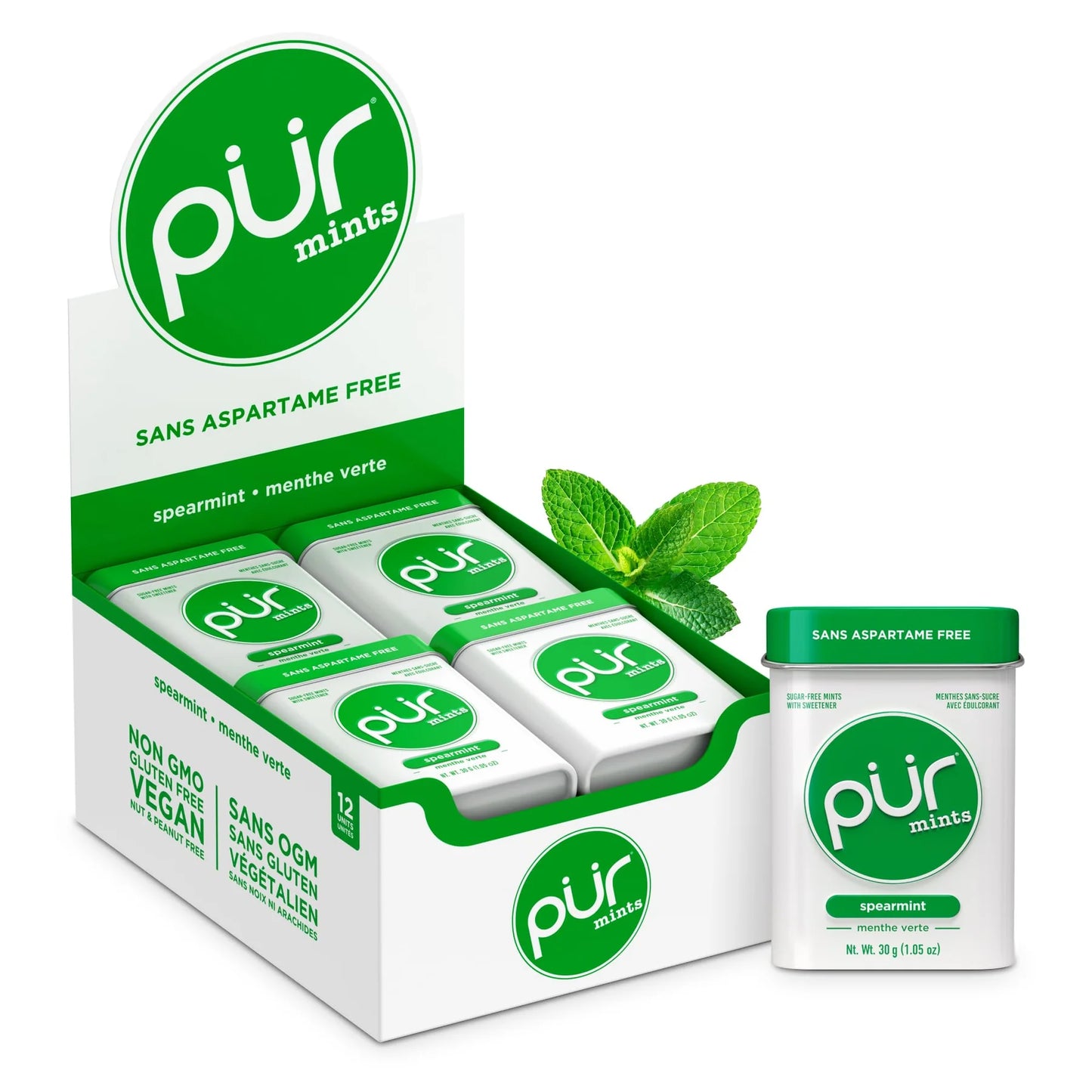 PUR    Mints-Spearmint,30ct,12/tray