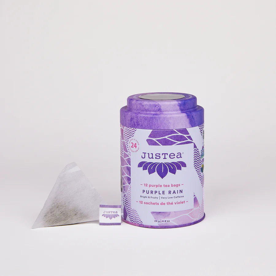JUSTEA - Purple Rain,  Purple Tea,  Tea Bags   (tin)    24g