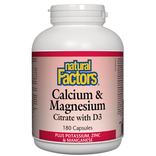 Natural Factors   Calcium & Magnesium Citrate with D3 Plus Potassium, Zinc & Manganese   180 capscaps