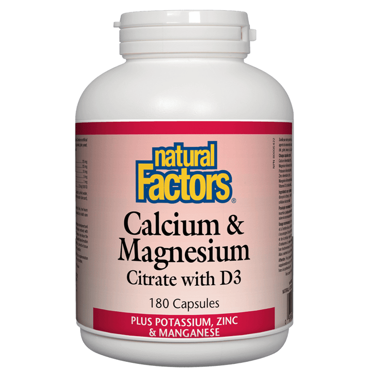Natural Factors   Calcium & Magnesium Citrate with D3 Plus Potassium, Zinc & Manganese   180 capscaps
