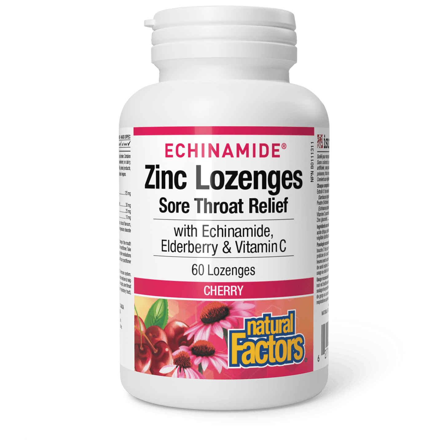 Natural Factors   Zinc Lozenges with Echinamide, Elderberry & Vitamin C, Cherry   60loz
