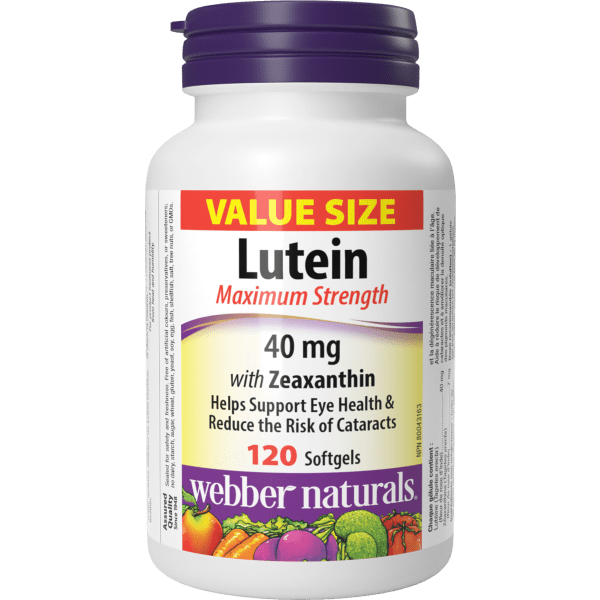 Webber Naturals - Lutein with Zeaxanthin Maximum Strength 40 mg
Value Size - 120 Softgels