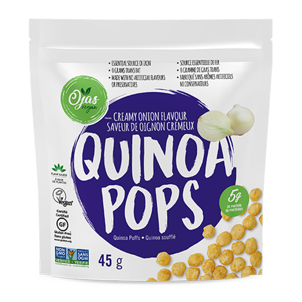 Ojas Vegan   Creamy Onion Quinoa Pops   45 g