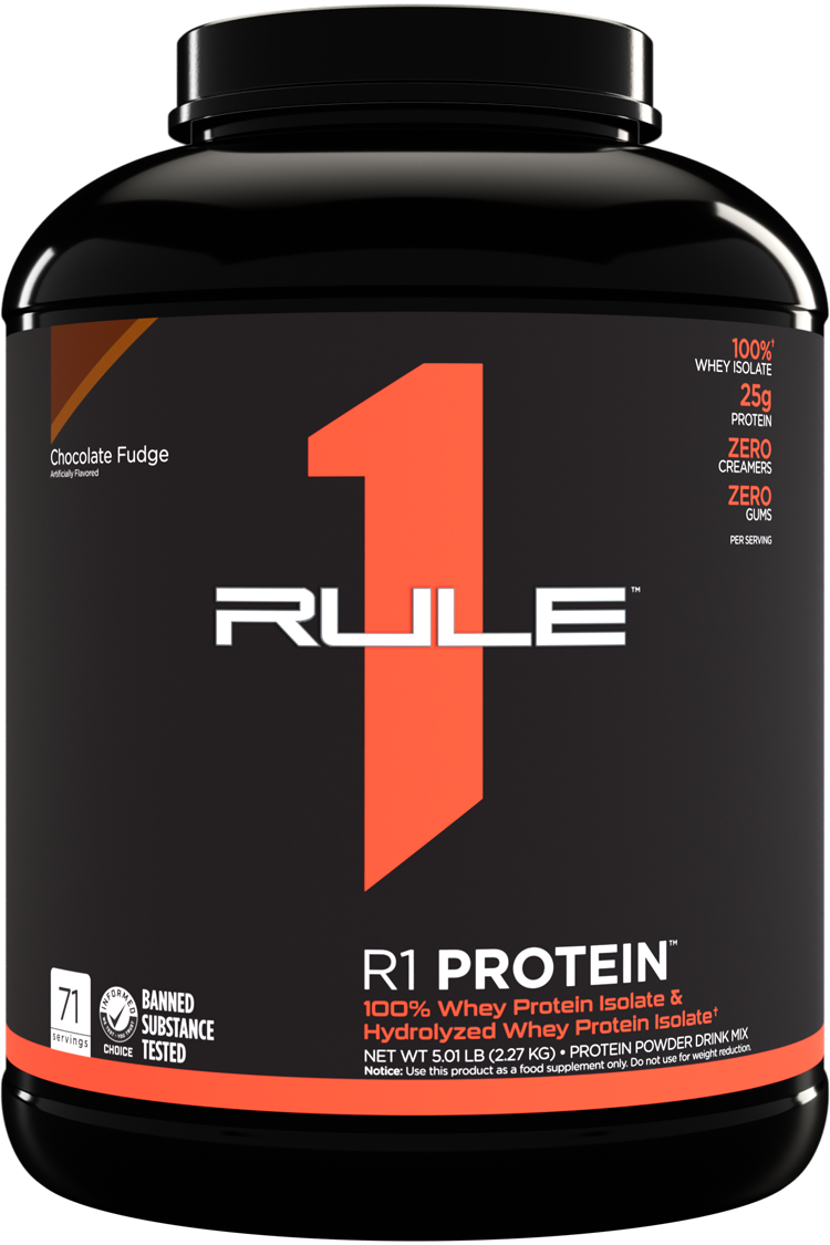 RULE 1   R1 PROTEIN ISOLATE NATURALLY FLAVORED   CHOCOLATE FUDGE   4.3lbs