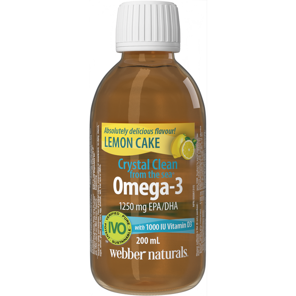 Webber Naturals - Crystal Clean from the sea® Omega-3 with 1000 IU
Vitamin D3 1250 mg EPA/DHA Lemon Cake - 200 mL