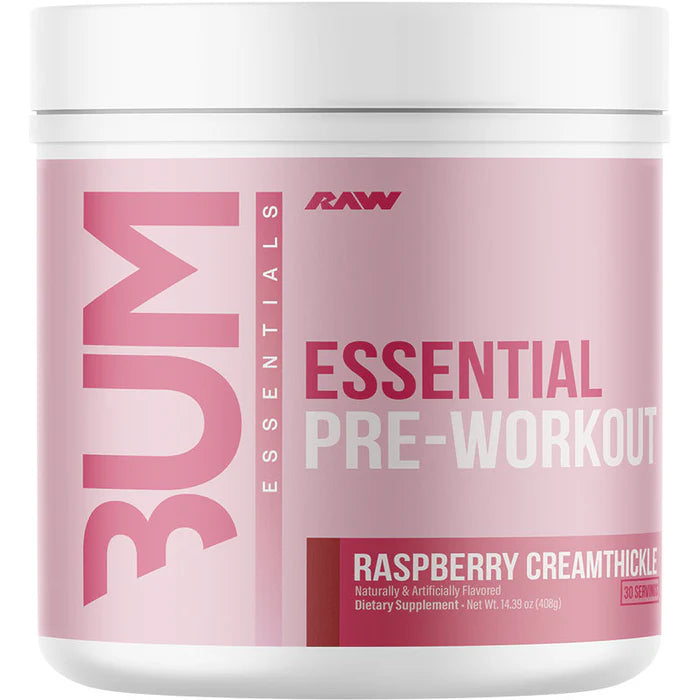 Raw Nutrition    CBUM Essential Pre-Workout    Flavour: Raspberry Creamthickle 
Container Size: 30 Servings    Each