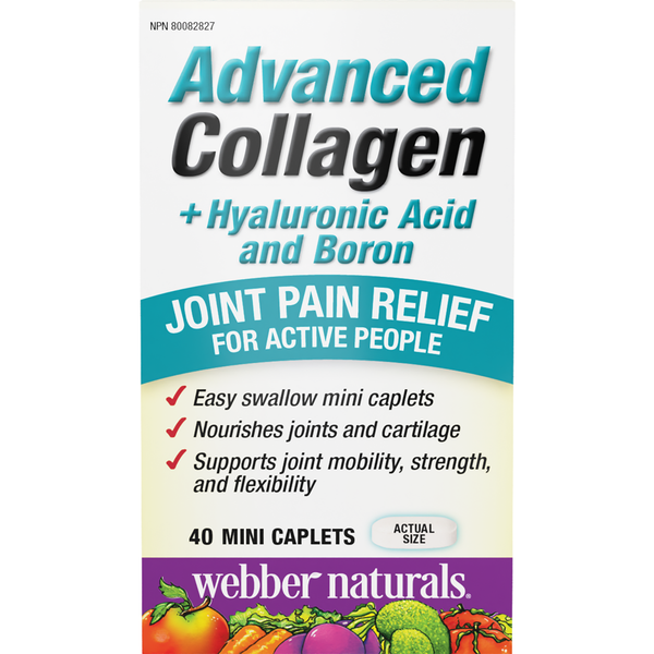 Webber Naturals - Advanced Collagen + Hyaluronic Acid and Boron - 40 Mini Caplets