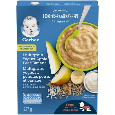 GERBER BABY CEREAL YOGOURT APPLE PEAR BANANA 227G