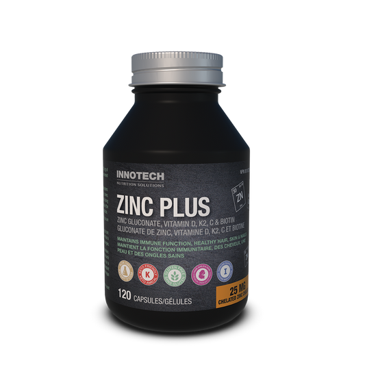 Innotech - Zinc Plus - Zinc, Vitamins D, C, K2 and Biotin - 120 Capsules