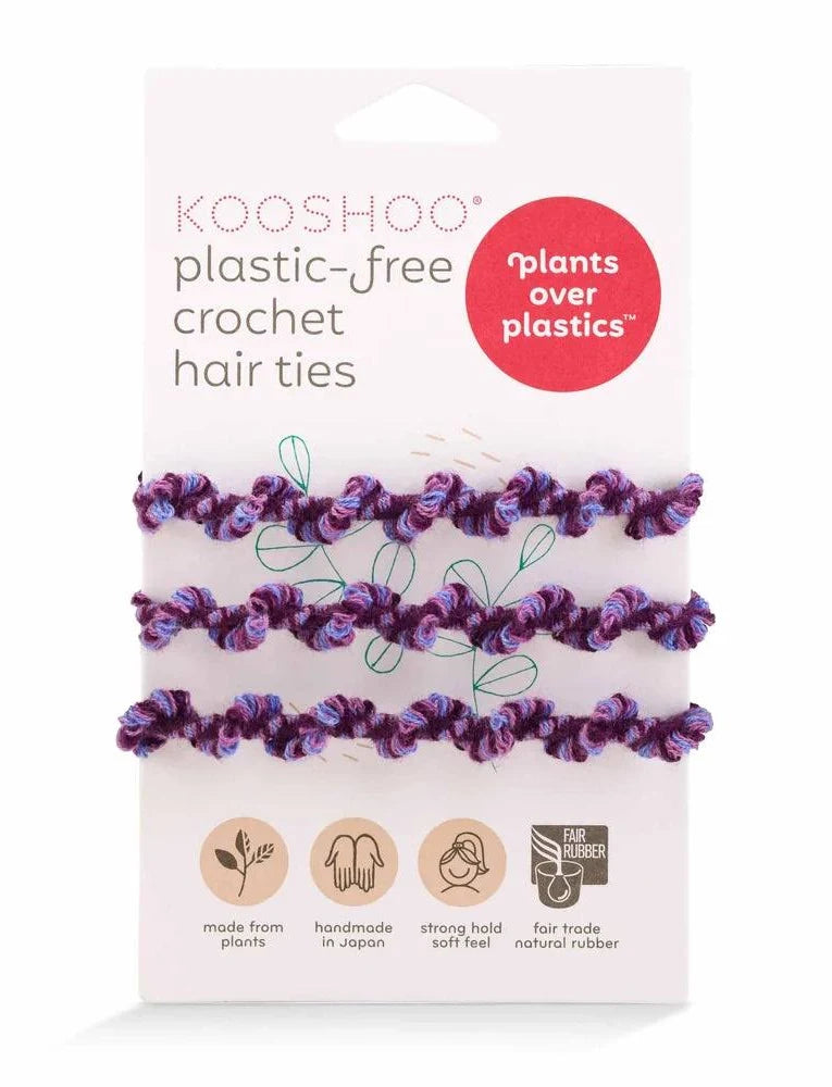 Kooshoo - Plastic-free Crochet Hair Ties - Purple Frost