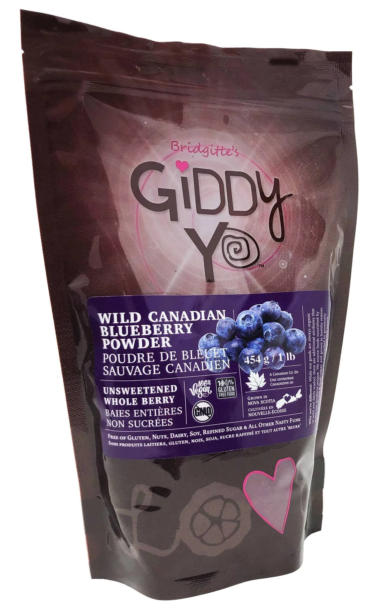 GIDDY-YO   Wild Blueberry Powder - Organic   1 lb /454 g