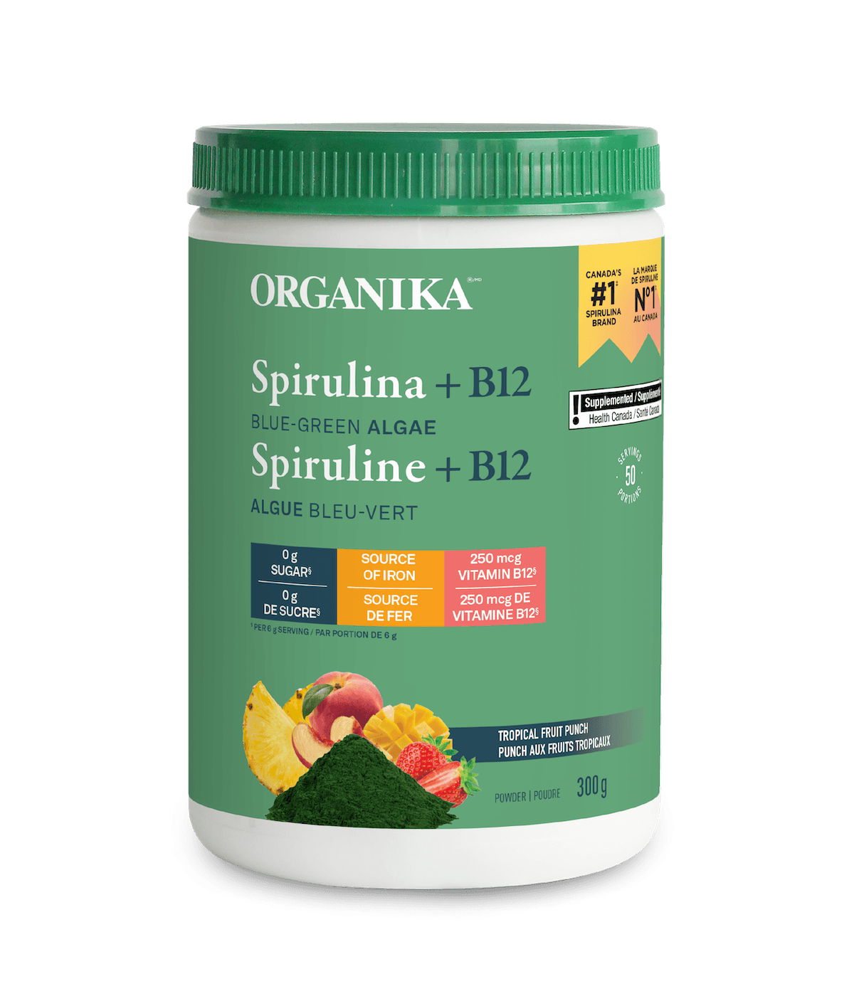 Organika   SPIRULINA+B12 TROPICAL FRUIT PUNCH 300G