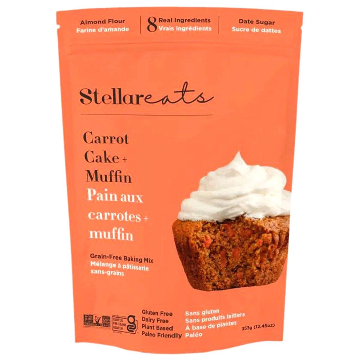 Stellar Eats    Stellar Eats Baking Mix    Flavour: Carrot Cake + Muffin 
Container Size: 353 g    Case of 6
