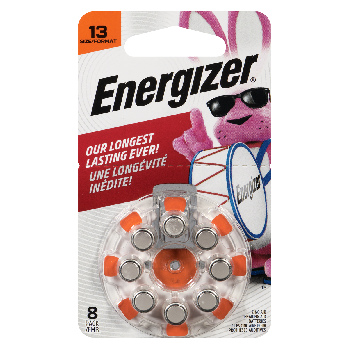 ENERGIZER BATTERIES HEAR AID ORANGE TAB #13 PK 8