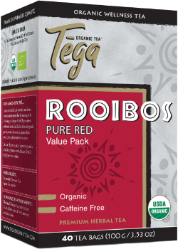 Tega Organic Tea   Organic Rooibos Pure Red - Caffeine Free - 100 g - 40ct   40 single serving sachets
