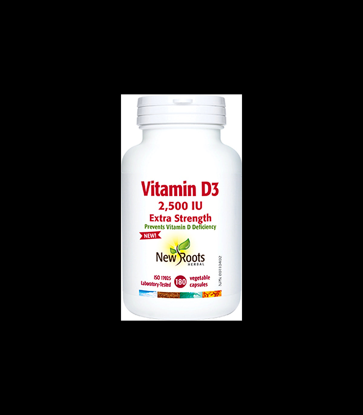 NEW ROOTS    Vitamin D3 2,500 IU · Extra Strength    180 capsules