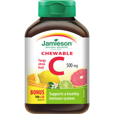 Jamieson    JMS Vit. C 500mg Chew - Citrus Fruit 100's+20's Free    100+20Chewable Tablets