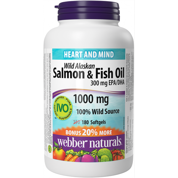 Webber Naturals - Wild Alaskan Salmon & Fish Oil 300 mg EPA/DHA 1000 mg - 150+30 Softgels
