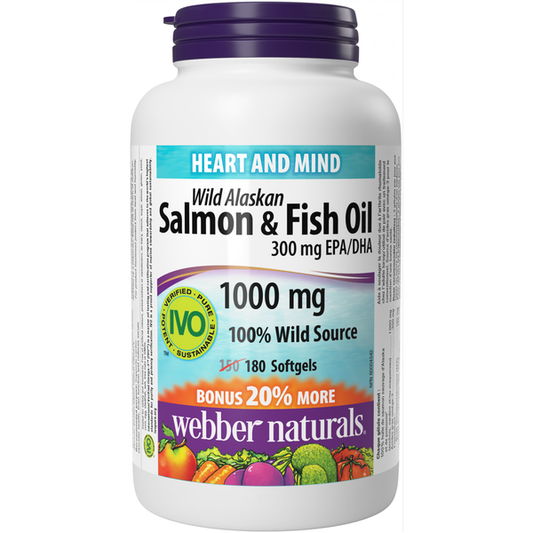 Webber Naturals - Wild Alaskan Salmon & Fish Oil 300 mg EPA/DHA 1000 mg - 150+30 Softgels